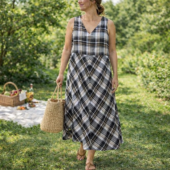 Tulip Dresses & Skirts - Tulip Plaid Cotton Tank Dress – French Picnic / Lagenlook Summer | Size S